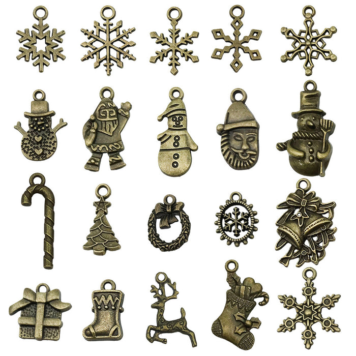 Gold-Tone Christmas Tree and Snowflake Metal Charms with 26 Listed Options