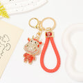 Rhinestone Cow Keychain Gold Metal Charm with Lobster Clasp view 1