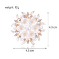 White Flower Crystal Pearl Look Two Designs Metal Brooch Pin view 2