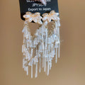 Crystal Floral Chandelier Earrings With Blue Or Clear Fringe view 6
