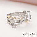 Three Color Crossover Crystal Band Ring With Clear Crystal Accents view 4