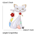 Black White Enamel Cat Flower Brooch Pin Two Colors view 7