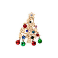Gold Christmas Tree Brooch Multicolor Crystal Dangle Bells view 5