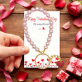 Pink Faux Pearl Wristlet Keychain Red Glitter Heart Charm view 6