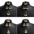 Antique Gold Pearl Drop Jewelry Sets Rectangular Gems view 1