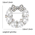 Pearl Circle Bow Brooch Rhinestone AB Crystal Silver Gold view 6