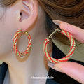 Black Crystal Twisted Gold Tone Hoop Earrings Statement Jewelry view 4