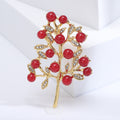 Gold Tone Berry Tree Brooch Rhinestone Leaf Accent Pin view 7