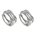 Silver Multi-Band Crossed Geometric Huggie Hoop Earrings view 5