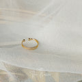 Gold Tone Triple Band Open Adjustable Ring Textured Lines view 5