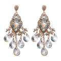Ornate Blue and Multicolor Crystal Chandelier Earrings view 5