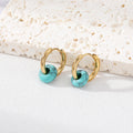 Gold Tone Natural Stone Bead Huggie Hoop Earrings in Seven Colors view 7