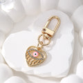 Gold Tone Rhinestone Open Heart Evil Eye Clip Keychains view 5