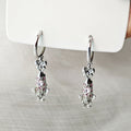 Pink Faceted Butterfly Silver Tone Small Huggie Earrings view 1