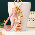 Jeweled Strawberry Rabbit Keychains in Four Colors and Three Loop Styles view 4