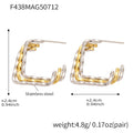 Triple Layer Geometric C Hoop Earrings Gold Steel Two-Tone view 10