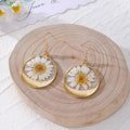 Pressed Flower Resin Round Earrings Gold Crescent 7 Styles view 12