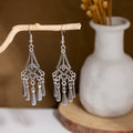 Fifty-One Silver Tone Ornate Ethnic Fringe Dangle Earrings view 9