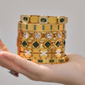 Gold Stainless Steel Hinge Bangles Geometric Glass Or Zircon view 4