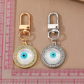 Gold and Silver Tone Crystal Round Evil Eye Clip Keychains view 4