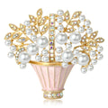 Crystal Flower Basket Brooch In Blue Or Pink Enamel view 2