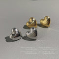 Brushed Texture Heart Stud Earrings Silver Gold Pair view 4