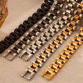 Watch Band Link Bracelets Gold Black Steel Two-Tone view 2