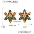 Gold Tone Snowflake Stud Earrings Set With Zircon Stones view 6