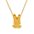 Gold Sitting Bunny Pendant Necklace on Fine Cable Chain view 5