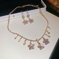 Crystal Flower Teardrop Necklace Earring Sets 3 Colors view 6