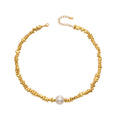 Irregular Mineral and Imitation Pearl Necklace in Two Metal Tones view 5