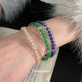 Beaded Hoop Earrings Open Cuff Bracelets Pink Blue Green view 4