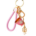 Four Leaf Clover Cup Keychains in Pink and Blue with Braided Loop Options view 5