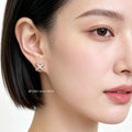 Gold Tone Clear Stone Double Cross Mini Stud Earrings For Women view 2