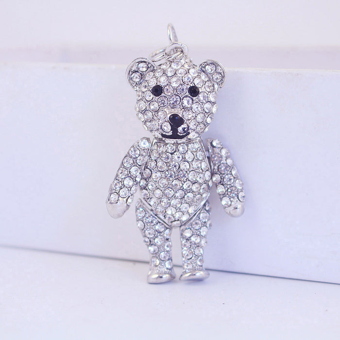 Cute Rhinestone Jointed Bear Keychain for Car Keys and Bag Charm