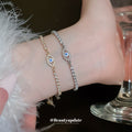 Blue White Eye Crystal Slider Bracelet In Gold Tone Or Silver Tone view 3