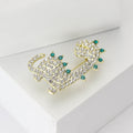 Rhinestone Dinosaur Brooch Gold Tone Green Spike Pin view 3