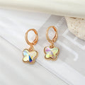 Gold Tone Faceted Crystal Butterfly and Heart Huggie Earrings view 3
