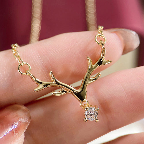 Image 2 showing antler crystal pendant necklace