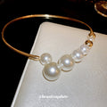 Gold Geometric Pearl Torque Necklace Wave Choker Pair view 4