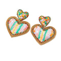 Sequin Rainbow Heart Drop Earrings With Rhinestone Trim view 5