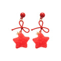 Bow and Fuzzy Star Drop Earrings in Black and White view 5
