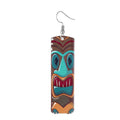 Silver Tone Colorful Printed Acrylic Mask Hook Earrings in Six Designs view 5