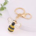 Rhinestone Bee Keychain Gold Tone Yellow Black Crystal Charm view 1
