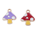 Gold Tone Spotted Mushroom Enamel Charms in Red and Purple view 5