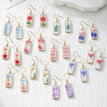 Slim Rectangular Pressed Flower Drop Earrings in Twelve Designs view 1