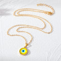Gold Tone Small Round Evil Eye Pendant Necklaces in Seven Colors view 2