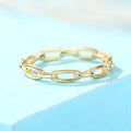 Silver and Gold Tone Oval Paperclip Chain Link Band Rings view 6