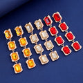 Red Gold Tone Square Crystal Five Designs Metal Necklace view 2