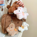 Red Plush Horse Bag Charm With Fluffy Tail And Metal Ring view 3